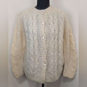 VTG Mary Lewis Wool Quiet Luxury Preppy Academia Cozy Neutral 60s Cardigan 40/M